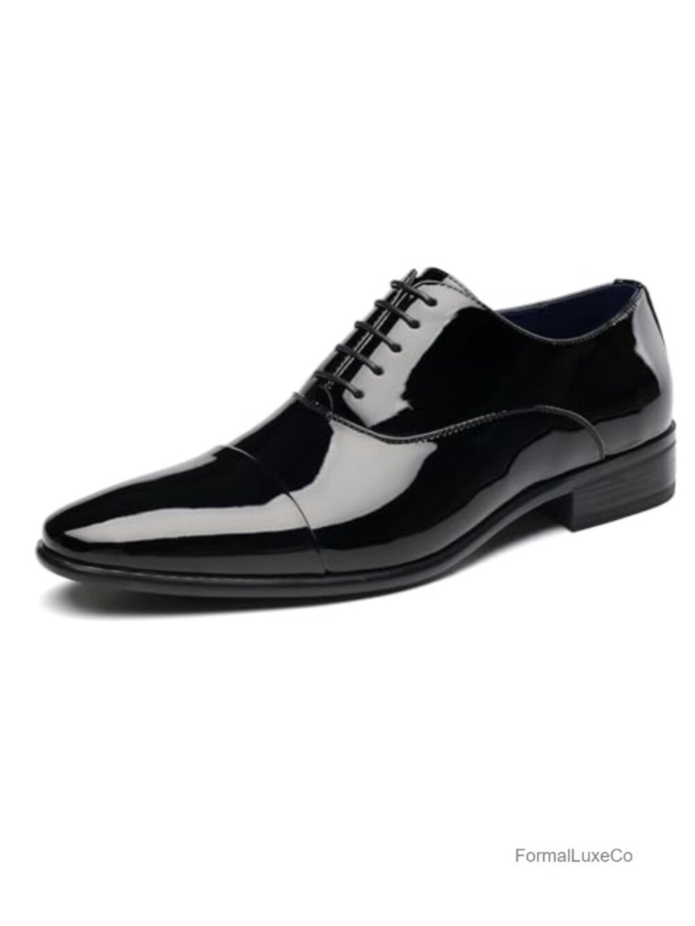 Patent Leather Lace-Up Oxford Dress Shoes Men's Formal Pointed Toe
